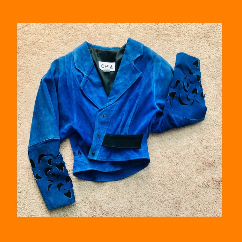 VINTAGE LEATHER BLUE SUEDE JACKET 🦋
